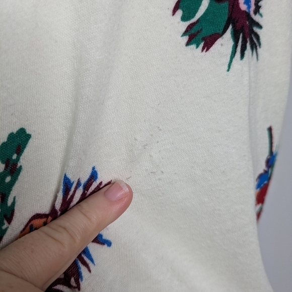 ✨3/$15 Madewell white red pink floral cotton side tie tshirt S - Picture 6 of 10